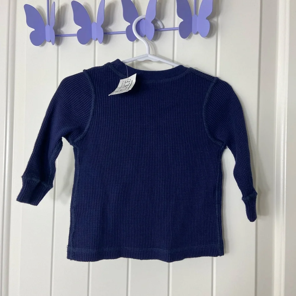 NEW Children’s Place baby boy’s dark blue textured waffle print decal long shirt